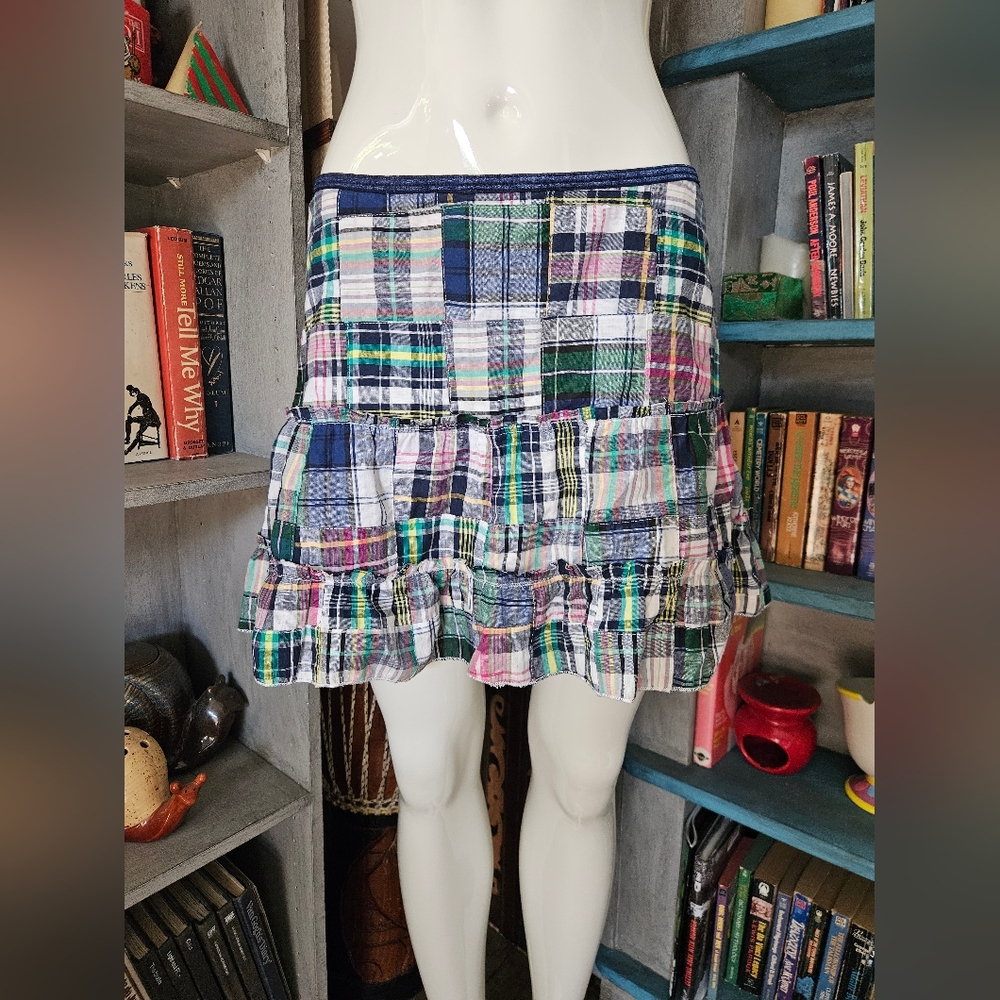 Y2k Passport Patchwork Plaid Skirt